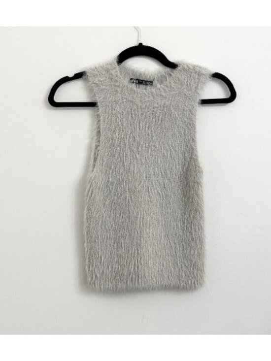 ZARA Tops - EUC Zara Fuzzy Lavender Sleeveless High Neck Fitted Top - sz S